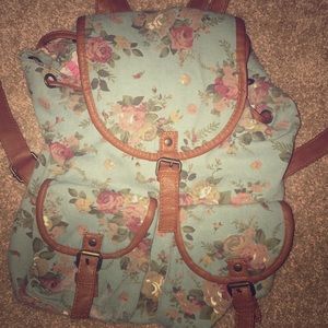 Teal floral backpack